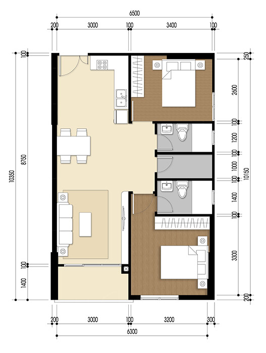 Căn hộ 3 PN - 86.34 m² - 01