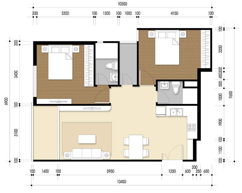 Căn hộ 3 PN - 86.34 m² - 01