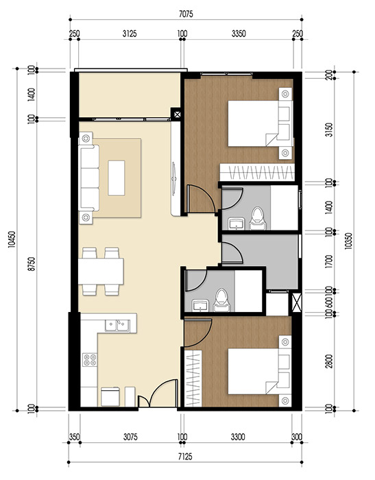 Căn hộ 3 PN - 86.34 m² - 01
