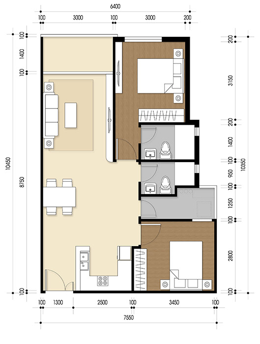 Căn hộ 3 PN - 86.34 m² - 01