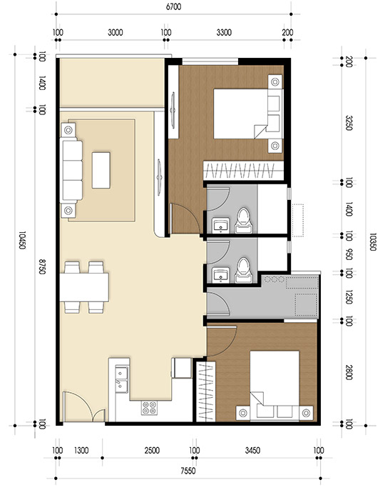 Căn hộ 2 PN - 71.84 m² - 01