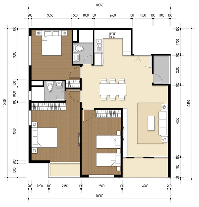 Căn hộ 3 PN - 96.22 m²